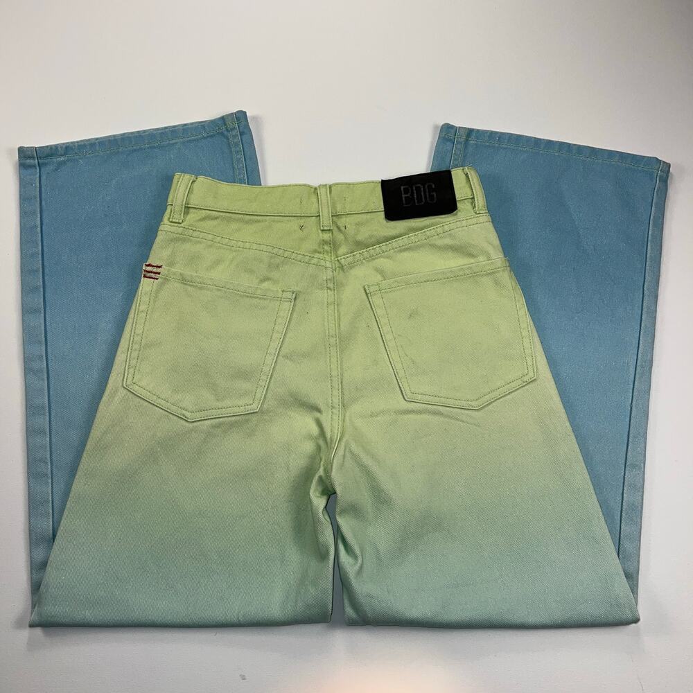 BDG Urban Outfitters High & Wide Ombre Jeans Green Blue Hi Rise Wide Leg Size 26 - Picture 9 of 11